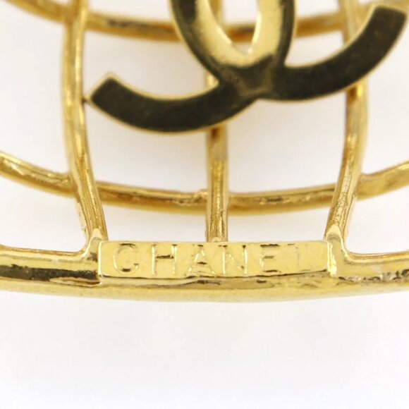 CHANEL Bird cage Earring Plated Gold 31.9g - Picture 2 of 8